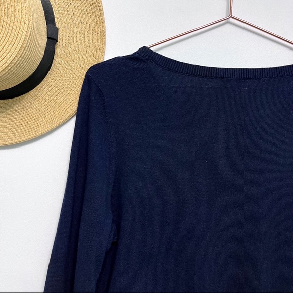 talbots | seashore embroidered crewneck sweater crab anchor nautical navy m - Picture 7 of 12